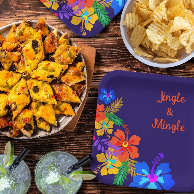 Plato De Papel Palabras Personalizados del Fiesta del luau tropic (Subido por el creador)