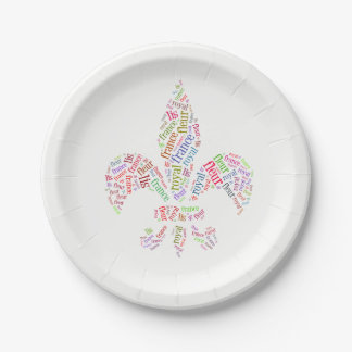 Plato De Papel palabras símbolo Fleur de Lis