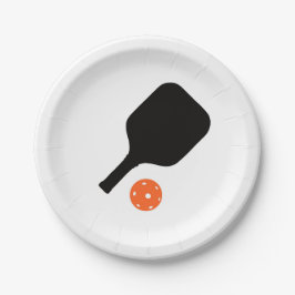 Plato De Papel Palas de pelota de futbolín y pickleball naranja
