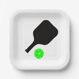 Plato De Papel Palas de pelotas y bolas verdes