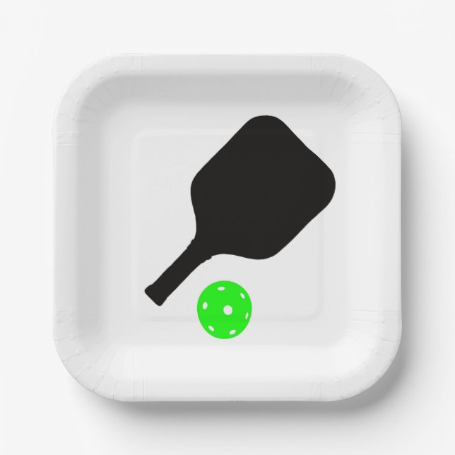 Plato De Papel Palas de pelotas y bolas verdes (Anverso)