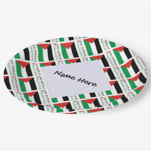 Plato De Papel Palestina Bandera Palestina Baldosa Negra Personal