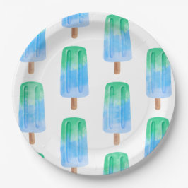 Plato De Papel Paletas de Hielo Azules Cumpleaños Niño