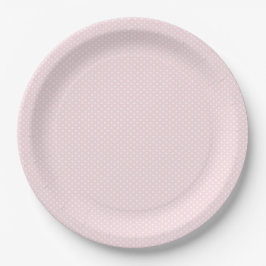 Plato De Papel Palidezca - el mini punto rosado y blanco