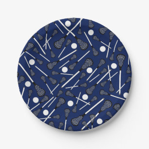 Plato De Papel Palillos del lacrosse de los azules marinos