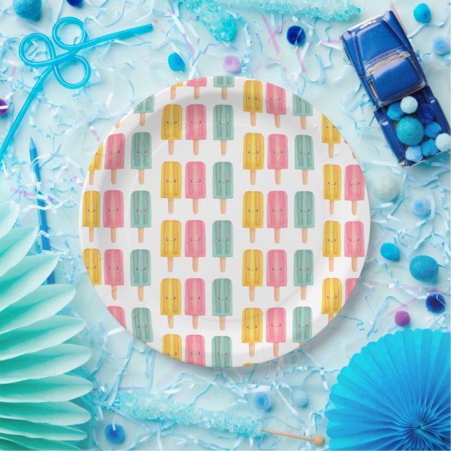 Plato De Papel Palitos de Helado de Verano (Fiesta)