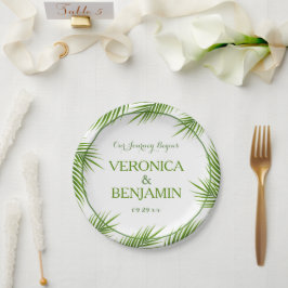 Plato De Papel Palm Leaves Tropical Beach Wedding