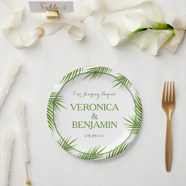 Plato De Papel Palm Leaves Tropical Beach Wedding (Boda)