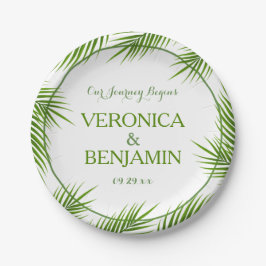 Plato De Papel Palm Leaves Tropical Beach Wedding