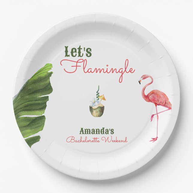 Plato De Papel Palm Springs Last Flamingle Bachelorette Party (Anverso)