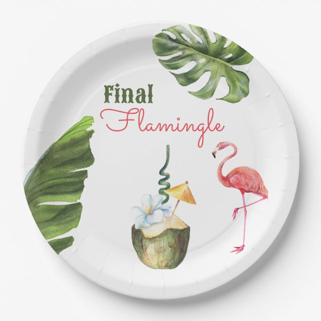 Plato De Papel Palm Springs Last Flamingle Bachelorette Party (Anverso)