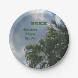 Plato De Papel Palm Tree de Reunión Familiar Foto Viaje a Playa T