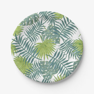 Plato De Papel Palm Tree Fronds Pintando Hawaian