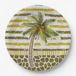 Plato De Papel Palm Tree Tropical