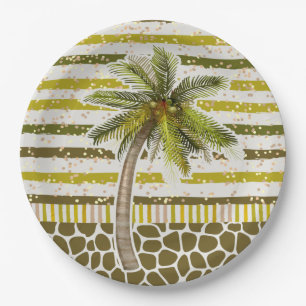 Plato De Papel Palm Tree Tropical