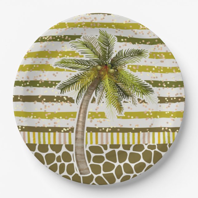Plato De Papel Palm Tree Tropical (Anverso)