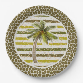 Plato De Papel Palm Tree Tropical