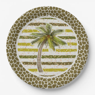 Plato De Papel Palm Tree Tropical