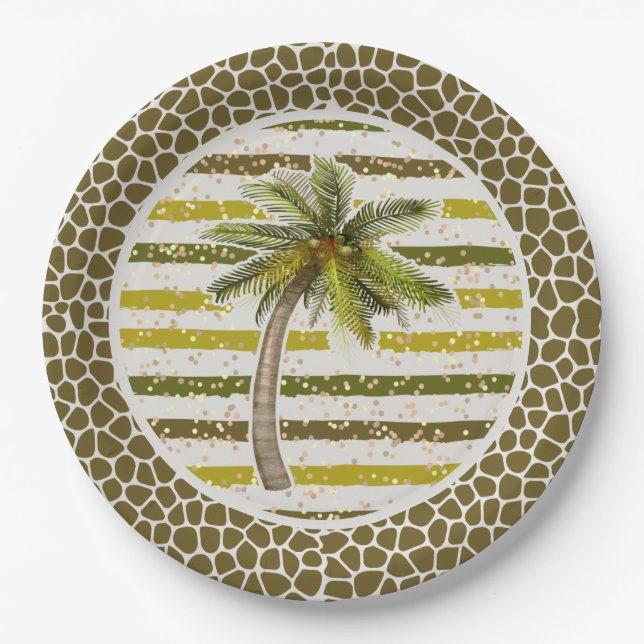 Plato De Papel Palm Tree Tropical (Anverso)
