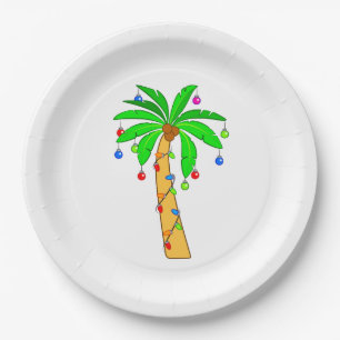 Plato De Papel Palmera adornada para el navidad