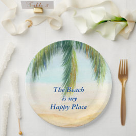 Plato De Papel Palmera en un día soleado en la playa