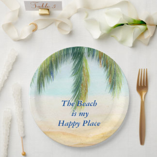 Plato De Papel Palmera en un día soleado en la playa