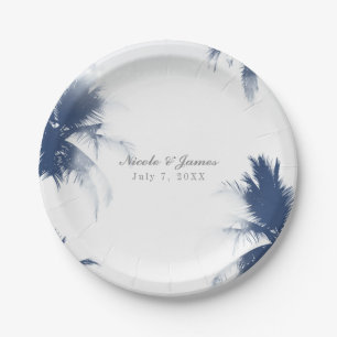 Plato De Papel Palmeras Blanco Glamour Chic Moderno Tropical