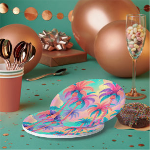 Plato De Papel Palmeras de colores