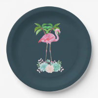 Palmeras de Flamingo Rosa y Suculentos Florales