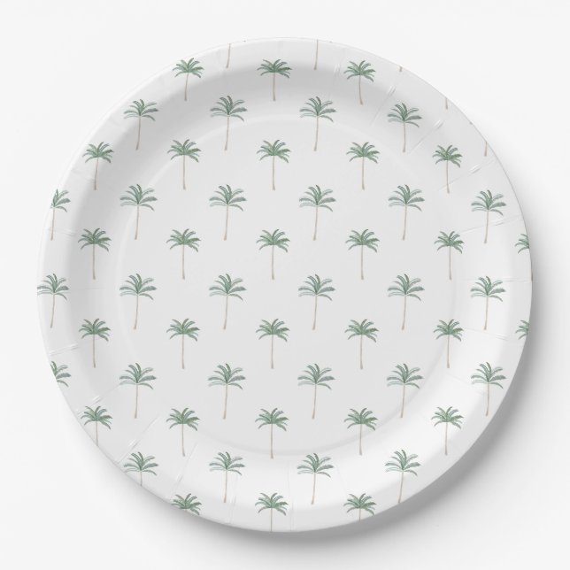 Plato De Papel Palmeras de Playa (Anverso)