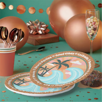 Plato De Papel Palmeras Tropicales De Las Islas Hawaianas En Faux