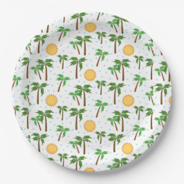 Plato De Papel Palmeras y sol