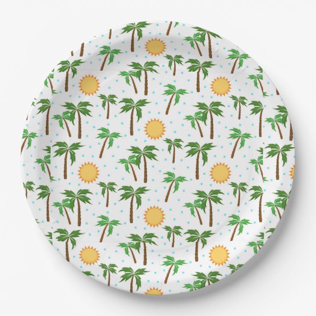 Plato De Papel Palmeras y sol (Anverso)