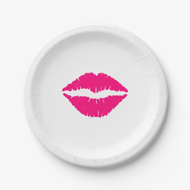 Plato De Papel Palo de labios rosados (Anverso)