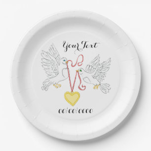 Plato De Papel Palomas De Amor