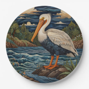 Plato De Papel Palomino de gaviota de mar blanco