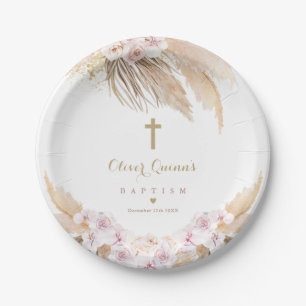 Plato De Papel Pampas Grass Bohemism Boho Christening 