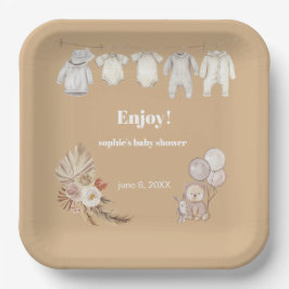 Plato De Papel Pampas Grass Boho Podemos Esperar A Baby Shower