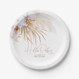 Plato De Papel Pampas Grass Hello Baby Baby Shower Boho