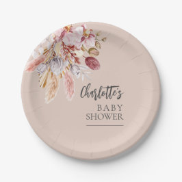 Plato De Papel Pampas Grass Terracotta Boho Baby Shower