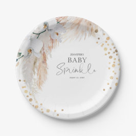 Plato De Papel Pampas Grass White Floral Baby Sprinkle