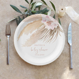 Plato De Papel Pampas hierba bohemia bebé ducha