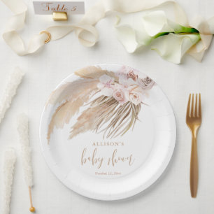 Plato De Papel Pampas hierba boho bohemia bebé ducha