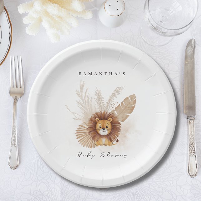 Plato De Papel Pampas Invitación a la ducha de bebé Lion (Subido por el creador)