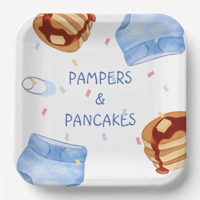Plato De Papel Pampers azules y crepes (Anverso)