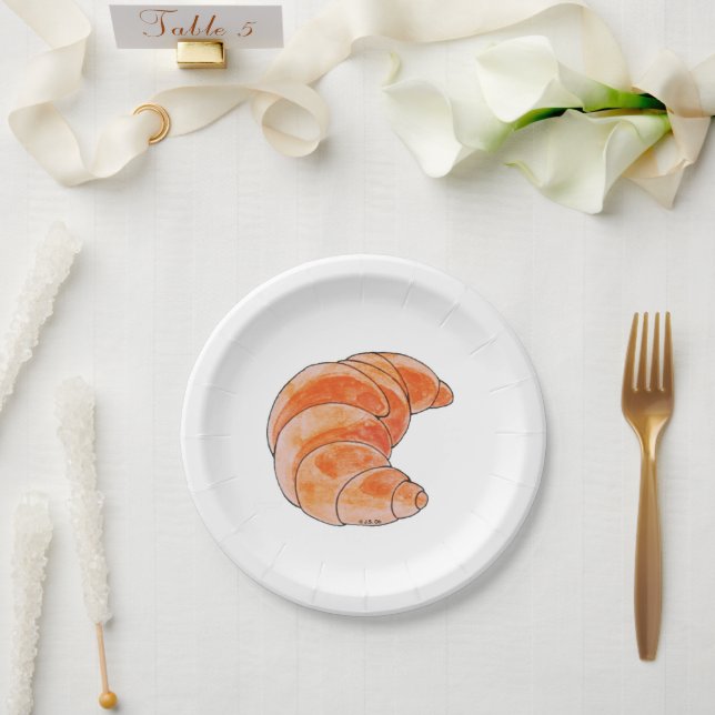Plato De Papel pan de croissant marrón (Boda)