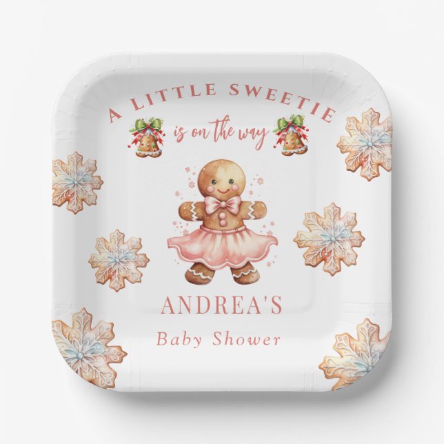 Plato De Papel Pan de jengibre | NAVIDADES BABY SHOWER (Anverso)