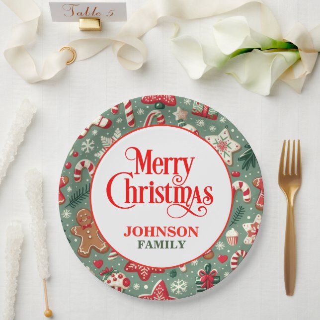 Plato De Papel Pan de jengibre y menta navidad  (Boda)