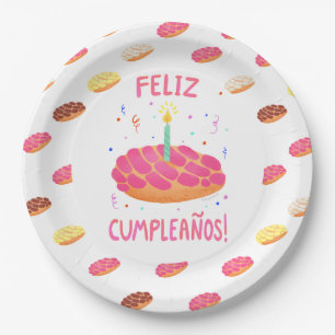 Plato De Papel Pan Dulce Concha de cumpleaños en español