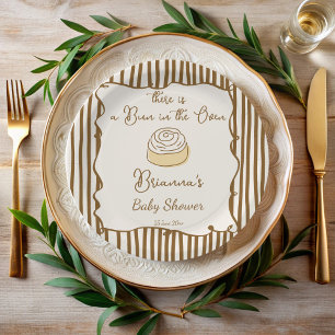 Plato De Papel Pan en el horno para baby shower monograma